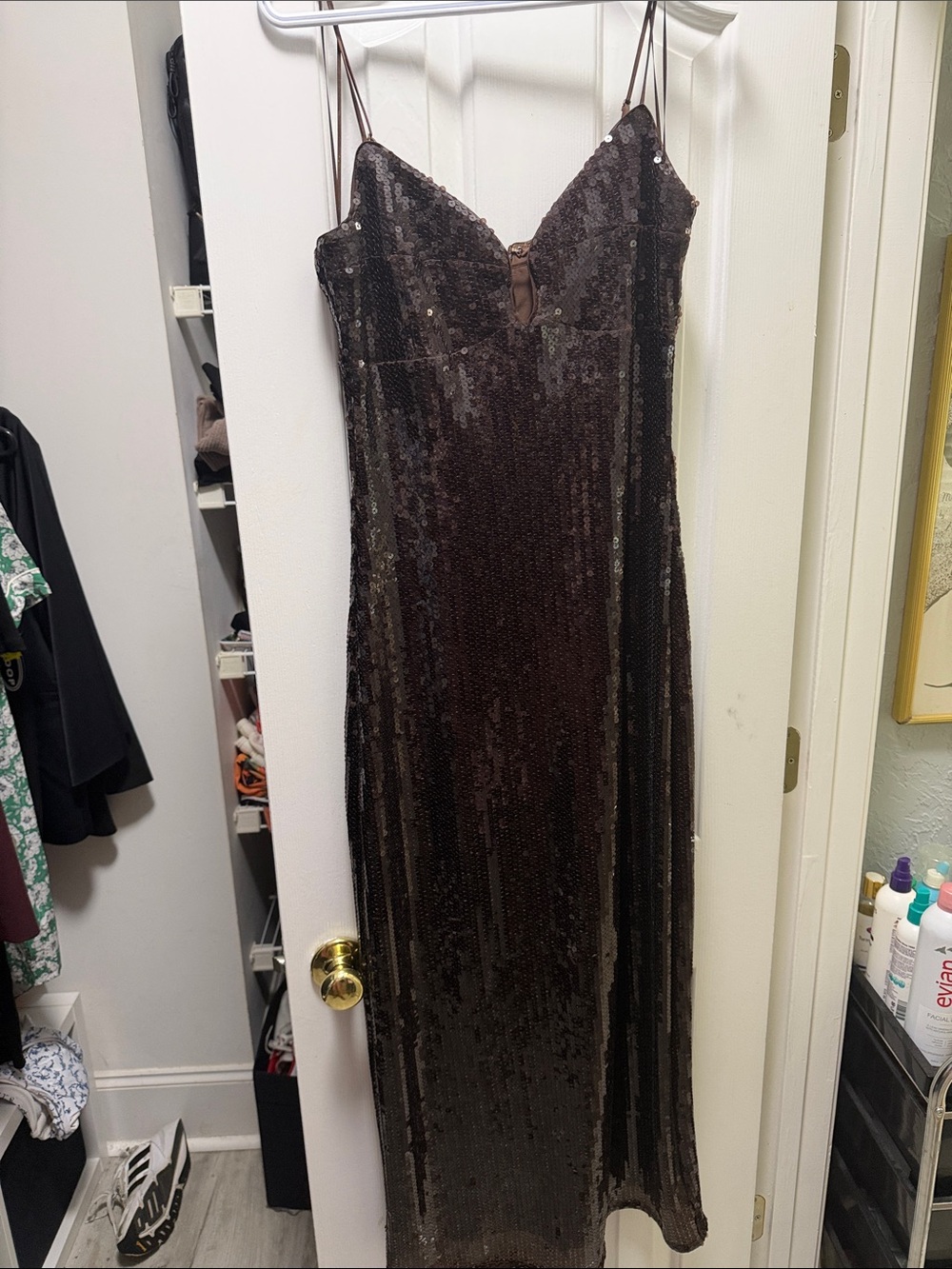 Abercrombie & Fitch Brown Sequined Slip Maxi Dress